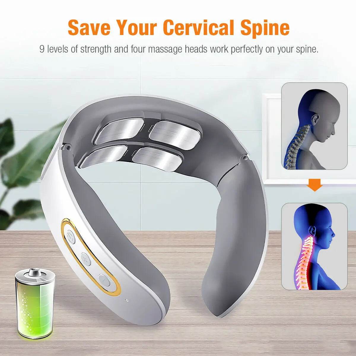 Electric Neck Shoulder TENS Pulse Massager With Heating - Sleep Galleria