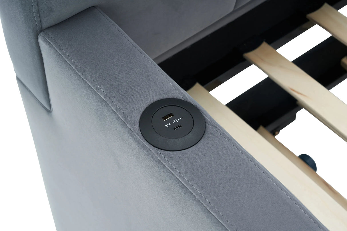 Twin Velvet Upholstered Daybed Frame With Trundle - Omega Lifestyles