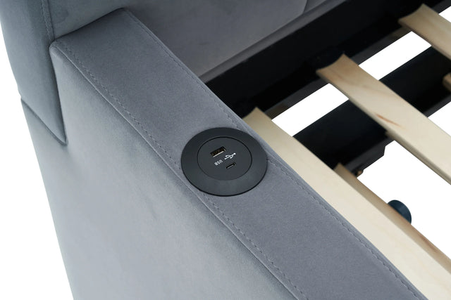 Twin Velvet Upholstered Daybed Frame With Trundle - Omega Lifestyles