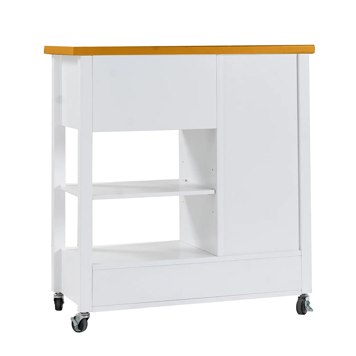 White Rolling Kitchen Island Cart With Drawers And Wheels - Omega Lifestyles