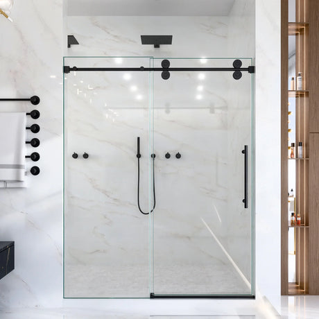 Frameless Matte Black 8mm Tempered Glass Shower Door - Omega Lifestyles