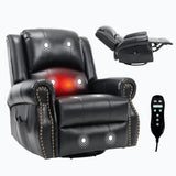 Heat Massage Faux Leather Swivel Rocking Recliner Chair - Omega Lifestyles