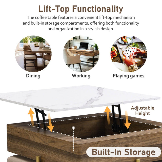 Modern Square Lift-Top Coffee Table Set With Ottomans - Omega Lifestyles