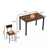 5-Piece Metal And Wood Modern Indoor Dining Set For 4 - Omega Lifestyles