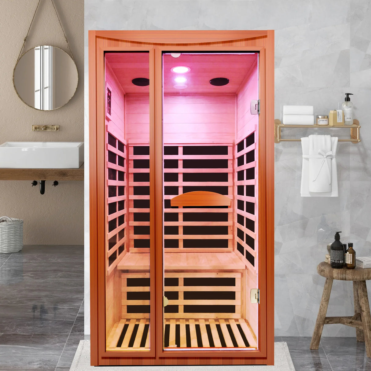 Far Infrared Okoumé Wood Dry Sauna Spa Room - Omega Lifestyles