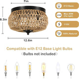 Hand-Woven Rattan Flush Mount 3-Light Ceiling Fixture - Omega Lifestyles