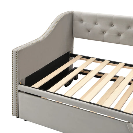 Twin Upholstered Velvet Daybed With Pop-Up Trundle - Omega Lifestyles