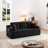 Corduroy Boneless 3-Seater Sofa Couch With Pillows