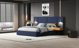 King Velvet Upholstered Bed Frame With LED Lights - Omega Lifestyles