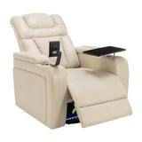 Power PU Leather Recliner Chair With Tray Table USB Port - Omega Lifestyles