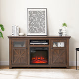 Farmhouse Espresso MDF TV Stand With Fireplace