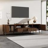 Modern Walnut TV Stand With Soft-Close Doors and Storage - Omega Lifestyles
