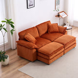 Corduroy 2-Seat Sofa With Pillows And Ottomans - Omega Lifestyles