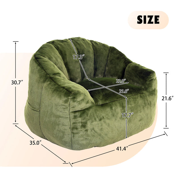 High-Density Foam Faux Fur Bean Bag Chair - Omega Lifestyles