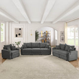 Modern 6-Seat Corduroy Fabric Armless Sofa Set - Omega Lifestyles