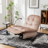 Modern Soft Velvet Swivel Gliding Recliner Chair With Phone Holder - Omega Lifestyles