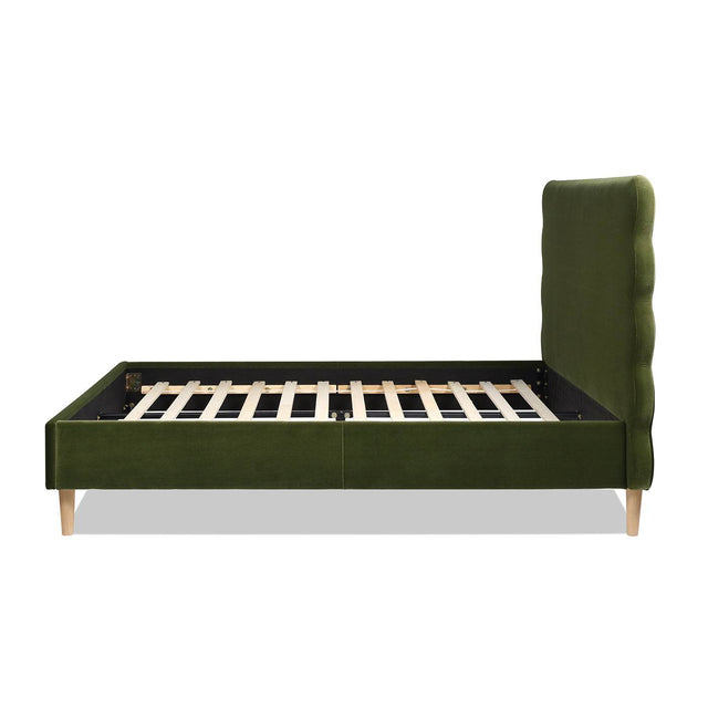 Modern Wavy Velvet Upholstered Queen Bed Frame - Omega Lifestyles