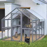 Extra-Large Outdoor Wood Cat Enclosure With Lounging Huts
