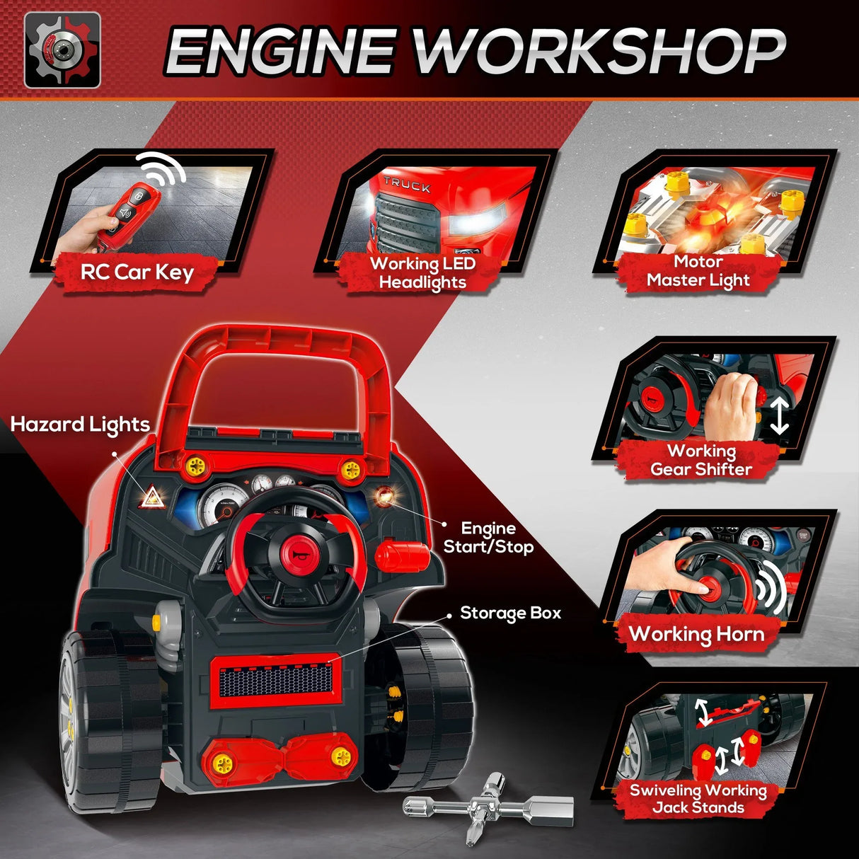 Kids Truck Engine Repair Toy With Realistic Sounds - Omega Lifestyles