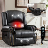 Heat Massage Faux Leather Swivel Rocking Recliner Chair - Omega Lifestyles