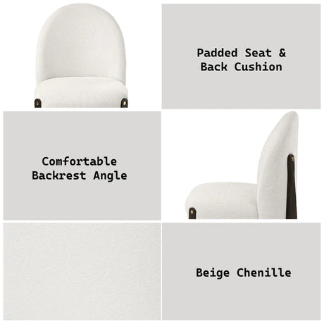 Set of 2 Beige Fabric Upholstered Side Chairs - Omega Lifestyles