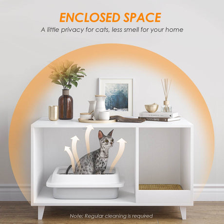 Hidden Cat Litter Box Enclosure With Scratching Mat - Sleep Galleria