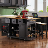 Large Kitchen Island Cart With Drop Leaf And Power Outlet - Omega Lifestyles