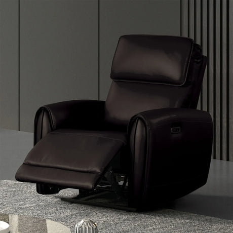 Contemporary Black Leatherette Power Recliner With USB Ports - Omega Lifestyles