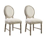 Set Of 2 Brown Solid Wood Upholstered Dining Chairs