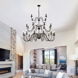 Farmhouse 24-Light Matte Black Metal Chandelier - Omega Lifestyles