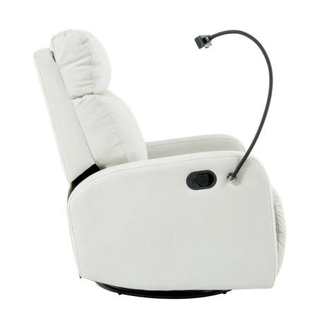 Modern Light Gray PU Rocking Recliner Chair With Footrest - Omega Lifestyles