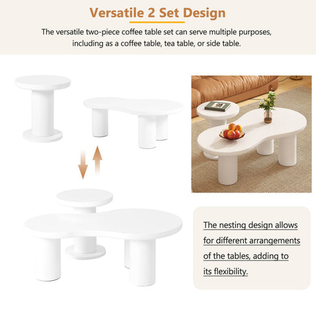 Nesting 2-Piece White MDF Coffee Table Set - Sleep Galleria