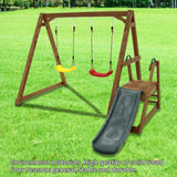 Solid Wood Outdoor Swing Set With Slide And Ladder - Omega Lifestyles