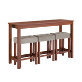 4-Piece Cherry Wood Bar Table Set With Power Outlets - Omega Lifestyles