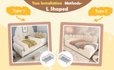 Beige Velvet L-Shaped Twin Daybed With Pull-Out Trundle - Omega Lifestyles