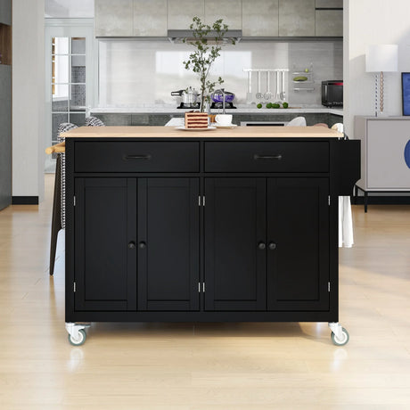Kitchen Island Cart With Solid Wood Top And Storage - Omega Lifestyles