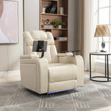 Power PU Leather Recliner Chair With Tray Table USB Port - Omega Lifestyles