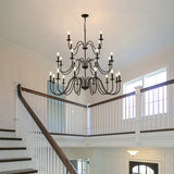 Farmhouse 24-Light Matte Black Metal Chandelier - Omega Lifestyles