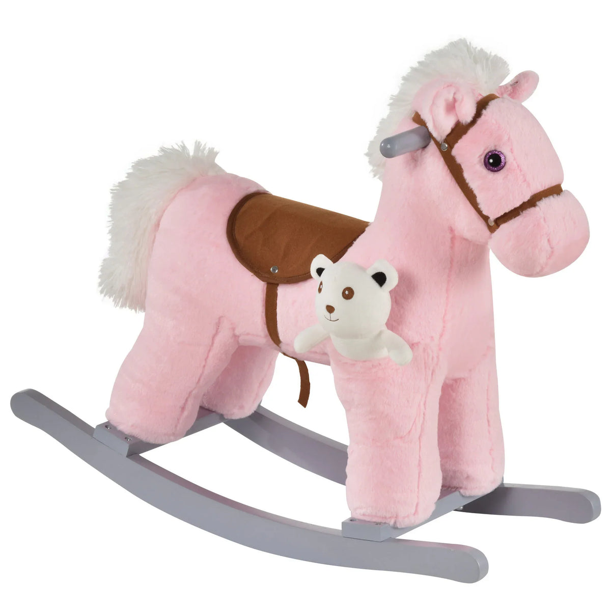 Kids Plush Ride-On Rocking Horse With Realistic Sounds - Omega Lifestyles