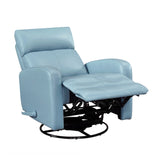 Blue Leather Gliding Swivel Recliner Chair With Recline - Omega Lifestyles