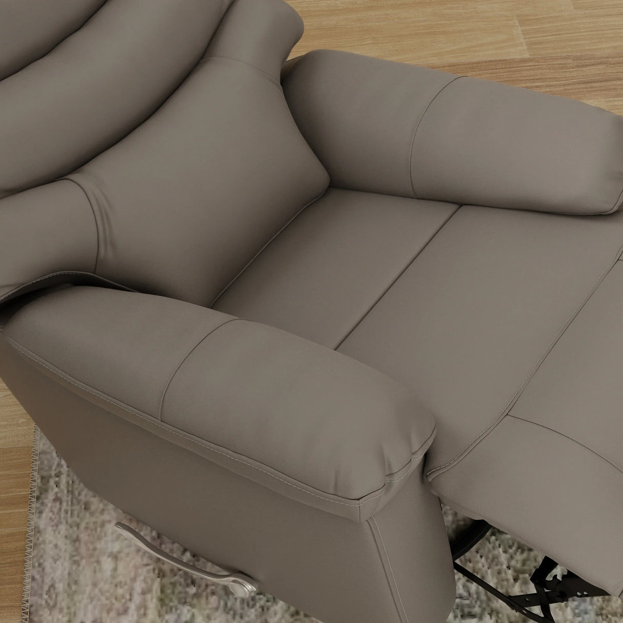 Light Gray Top Grain Leather Swivel Glider Recliner - Omega Lifestyles