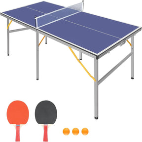 6-Foot Foldable Portable Blue Indoor Outdoor Ping Pong Table - Omega Lifestyles