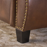 Contemporary Brown PU Pushback Recliner With Rubberwood Legs - Omega Lifestyles