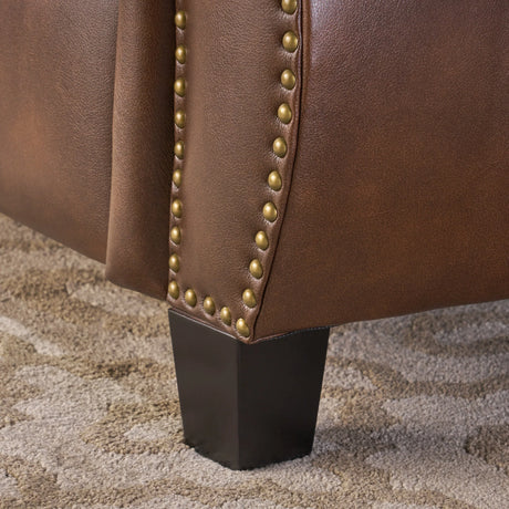 Contemporary Brown PU Pushback Recliner With Rubberwood Legs - Omega Lifestyles