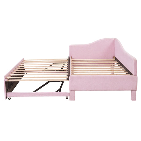 Twin Upholstered L-Shaped Daybed With Pop-Up Trundle - Omega Lifestyles