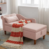 Pink Velvet Storage Chaise Lounge With Pillow - Omega Lifestyles