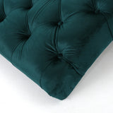 Elegant Teal Altay Velvet Tufted Curved Chaise Lounge - Omega Lifestyles