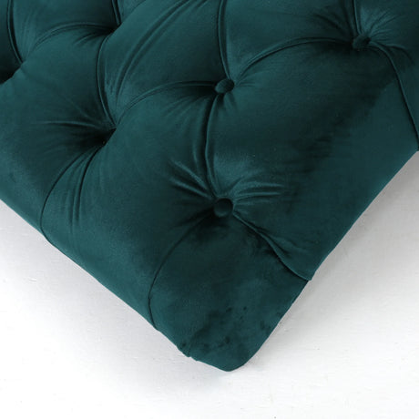 Elegant Teal Altay Velvet Tufted Curved Chaise Lounge - Omega Lifestyles