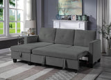 Dark Gray Velvet Reversible Sleeper Sectional Sofa With Chaise - Omega Lifestyles