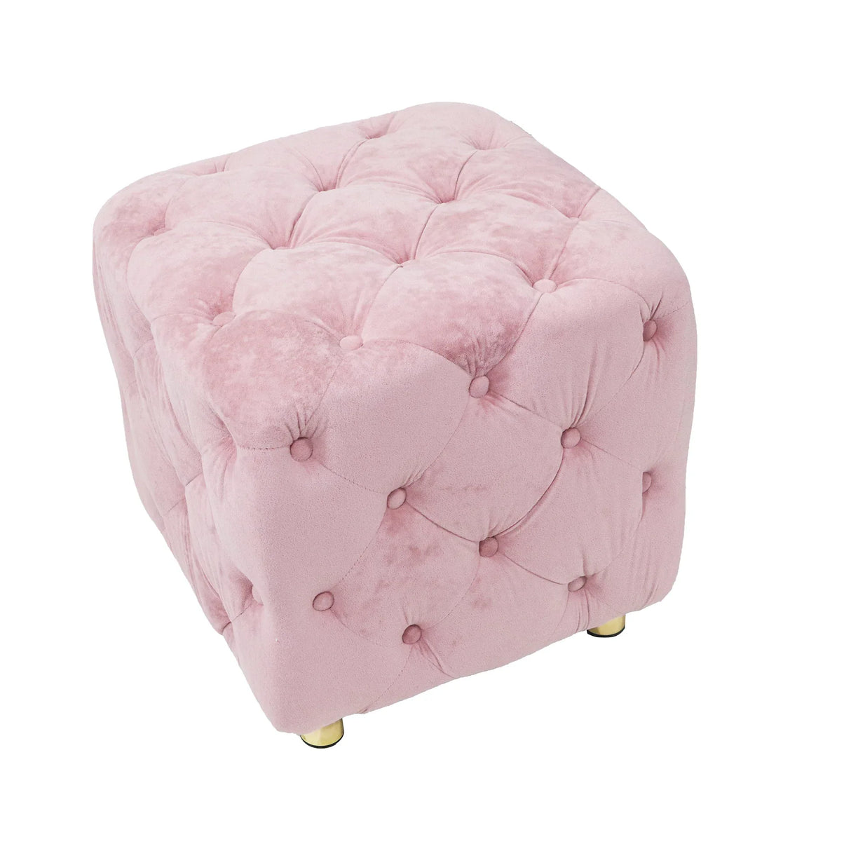 Pink Velvet Dice-Shaped Storage Ottoman With Foam Seat - Omega Lifestyles
